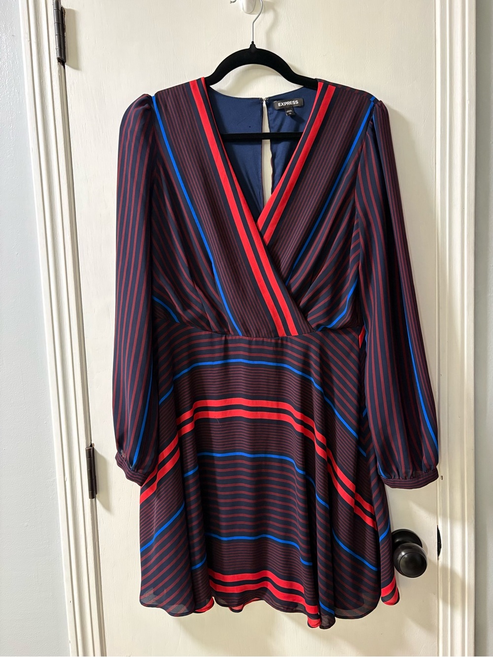 Express Navy Dress with Red and Royal Blue Stripes